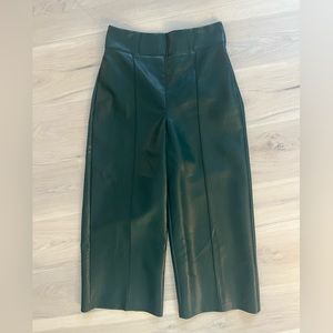 Wilfred Wide Leg Faux Leather Pants (Forest Green)